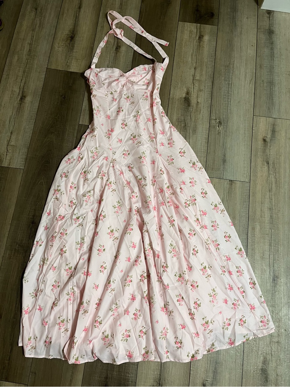 Pink Floral Halter Women’s Dress
